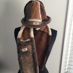 UGG Australia Bucket Hat & Scarf 100% Leather